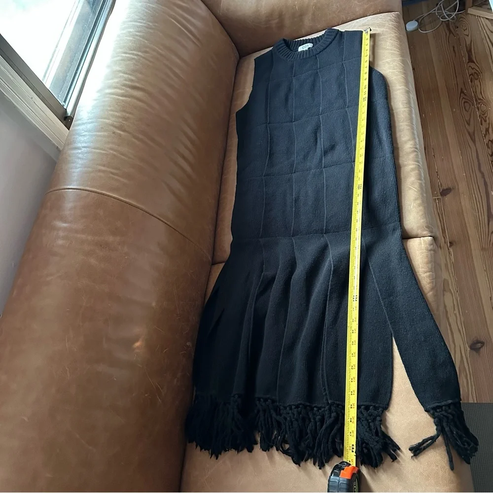 COS Fringed Panelled Wool Midi Dress black tassel knit  designer minimal sweater - Picture 13 of 15